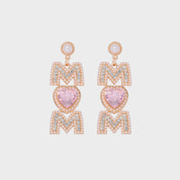 MOM Pearl Rhinestone Alloy Earrings