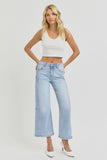 RISEN Full Size High Rise Seamed Detail Wide Leg Crop Jeans