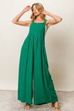 BiBi Texture Sleeveless Wide Leg Jumpsuit