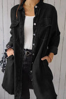 Full Size Pocketed Button Up Long Sleeve Denim Jacket