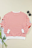 Sequin Santa Striped Round Neck Long Sleeve Sweatshirt