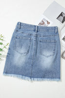 Distressed Raw Hem Heart Mini Denim Skirt