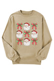 Santa Graphic Round Neck Long Sleeve Sweatshirt