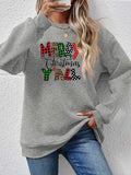 Letter Graphic Round Neck Long Sleeve Sweatshirt