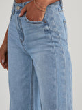 Raw Hem Wide Leg Jeans with Pockets