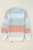 Striped Color Block Round Neck Long Sleeve Sweater