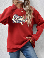 Christmas Letter Graphic Round Neck Sweatshirt