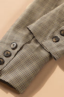 Plaid Lapel Collar Button Cuff Blazer