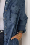 Full Size Pocketed Button Up Long Sleeve Denim Jacket