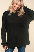 Haptics Mock Neck Side Slit Knit Top