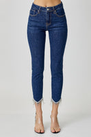 RISEN Full Size Embellished Mid Rise Crop Skinny Jeans