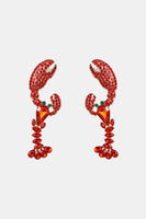 Lobster Shape Glass Stone Dangle Earrings