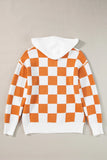 Checkered Long Sleeve Hooded Sweater