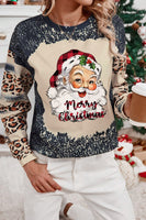 Santa Graphic Leopard Dropped Shoulder Sweatshirt