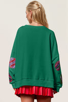 Double Take Christmas Element Sequin Round Neck Long Sleeve Sweatshirt