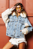 BiBi Detachable Faux Fur Collar Puffer Denim Jacket