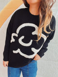 Contrast Round Neck Long Sleeve Sweater