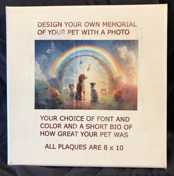 Design Your Own 8 x 10 Canvas Memorial Picture Frame Remembering Your Pet