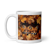 Three Foxes Design White Glossy Mug