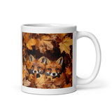 Three Foxes Design White Glossy Mug