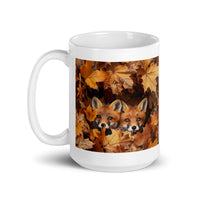 Three Foxes Design White Glossy Mug