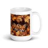 Three Foxes Design White Glossy Mug