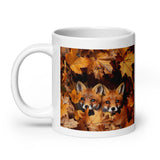 Three Foxes Design White Glossy Mug