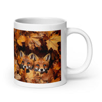 Three Foxes Design White Glossy Mug