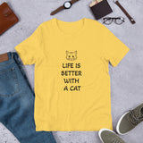 Life is Better With a Cat Staple Short-Sleeve Unisex T-Shirt