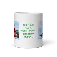 Wishing All A Happy Holiday Season White Glossy Mug