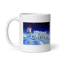 Holiday Snowman Wishing Merry Christmas White Glossy Mug