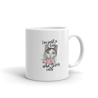 Girl Who Loves Cats White Glossy Mug