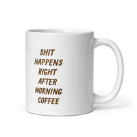 Comic Shit Happens White Glossy Mug