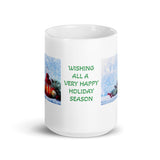 Wishing All A Happy Holiday Season White Glossy Mug