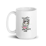 Girl Who Loves Cats White Glossy Mug