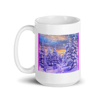 Winter Snow with Pine Trees White Glossy Mug