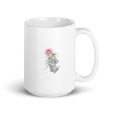 Kitten with Pink Rose Design White Glossy Mug