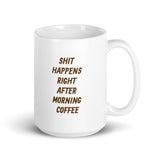 Comic Shit Happens White Glossy Mug