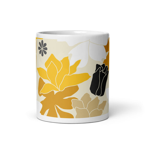 Wild Flower Design White Glossy Mug